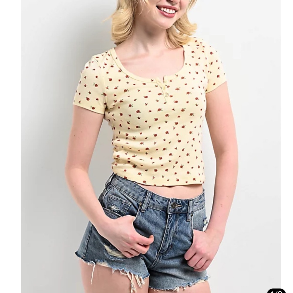 Zine Clothing Yellow Floral Crop Top-BOGO DEAL